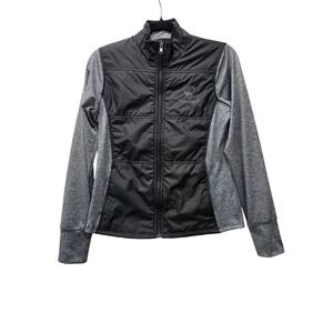 Topgolf Womens Hybrid Golf Jacket XS Black Grey Quilted Full Zip Puffer